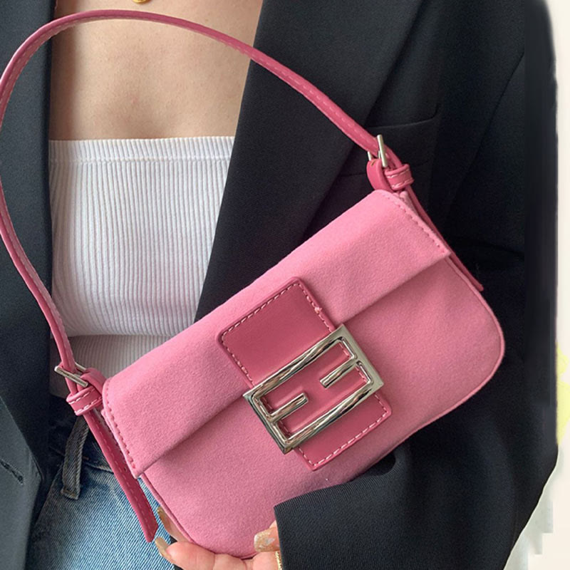 Shoulder Bag For Women Vintage Matte Pink Elegant Handbag