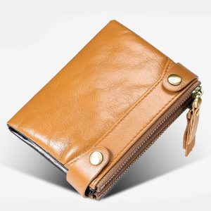 Genuine Leather Multi-function RFID Bifold Wallet