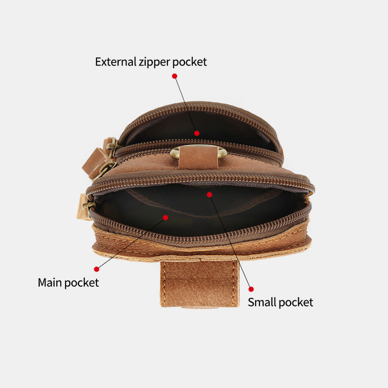 Retro Genuine Leather Business Waist Bag