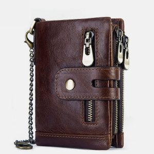 Genuine Leather Anti-theft RFID Wallet With Chain