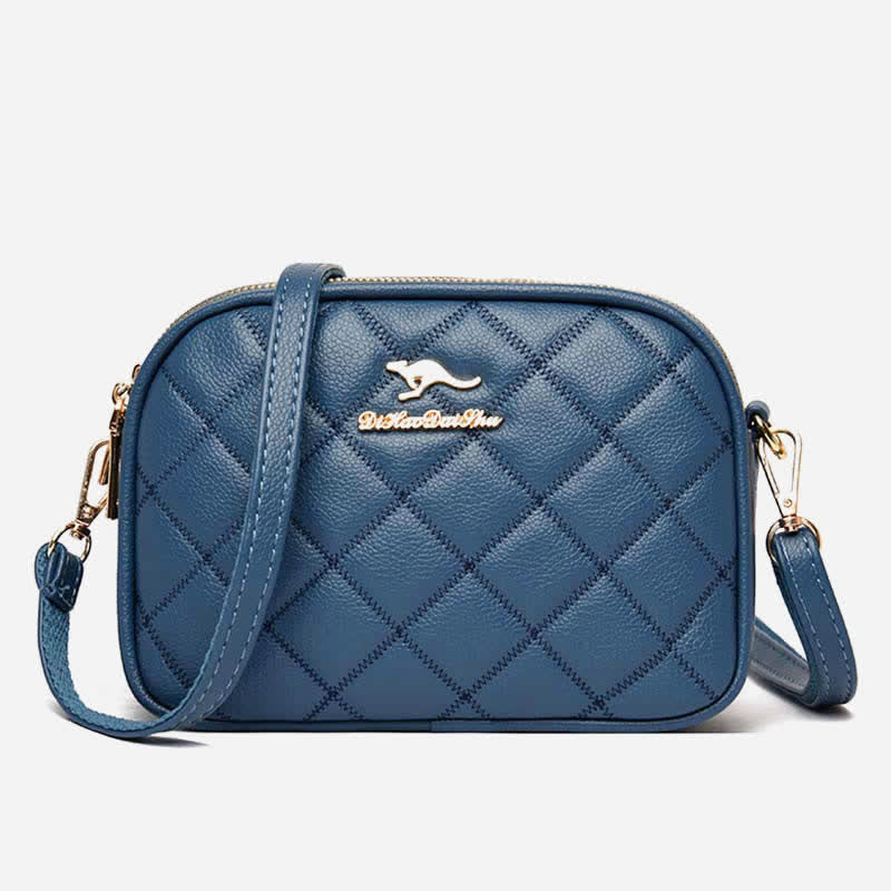 3 Zip Crossbody Bag for Women Faux Leather Quilted Small Shoulder Purse