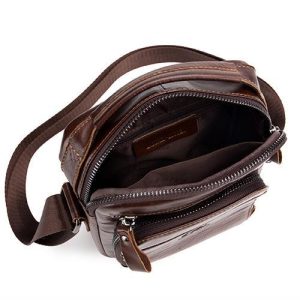 Men’s Solid Bag Genuine Leather Crossbody Bag