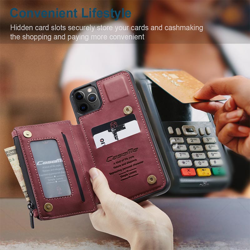 2 IN 1 Anti-theft RFID Phone Bag Wallet Smartphone Case Compatible with iPhone