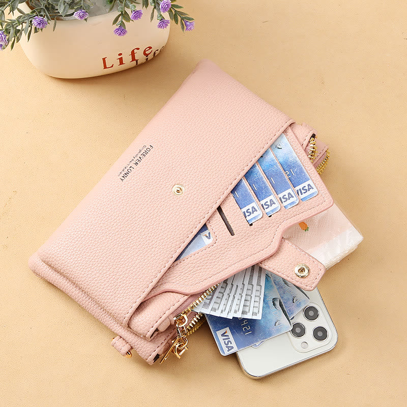 Double Compartment Phone Bag For Women Multifunctional Leather Crossbody Bag