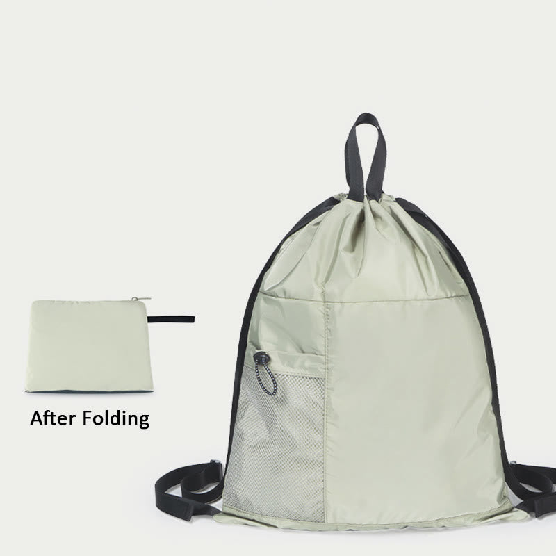 Foldable Solid Color Drawstring Backpack Sports Travel Portable Daypack