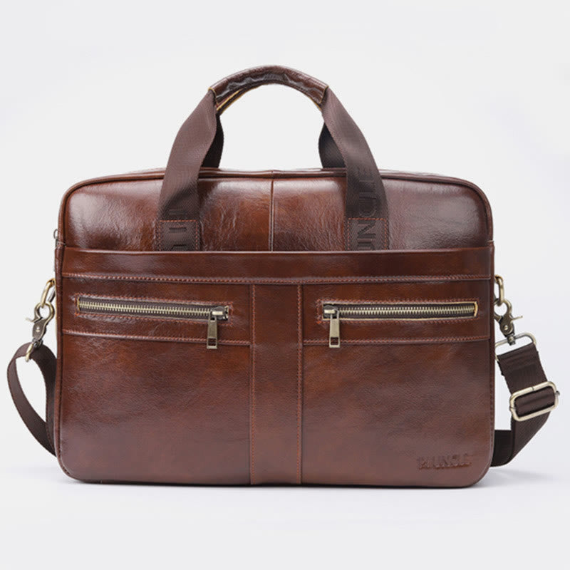 Genuine Leather Large Capacity Retro Briefcase