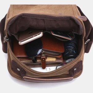 Retro Canvas Messenger Bag Multifunctional Business Crossbody Bag for Men