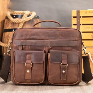 Men’s Genuine Leather Vintage Messenger Bag Briefcase