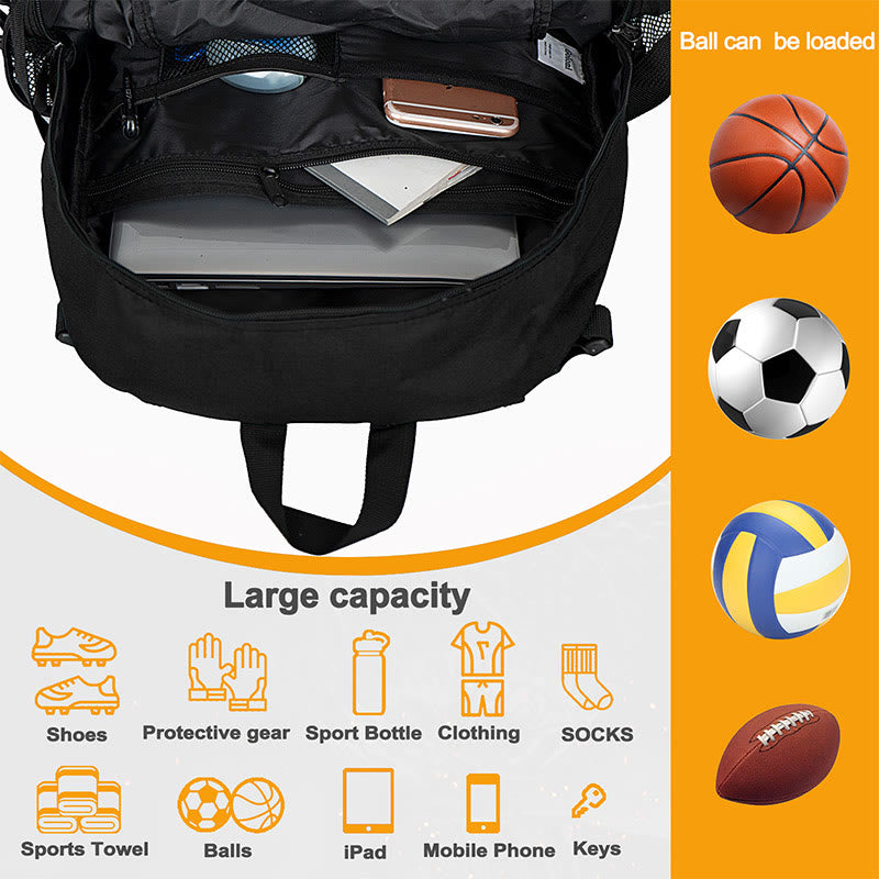 Large Basketball Backpack Sports Bag with Ball Holder Shoes Compartment