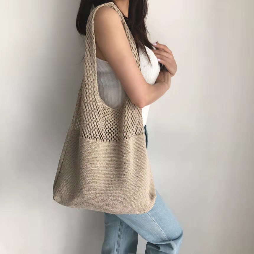 Tote Bag For Women Ethnic Style Wool Knitted Shoulder Bag