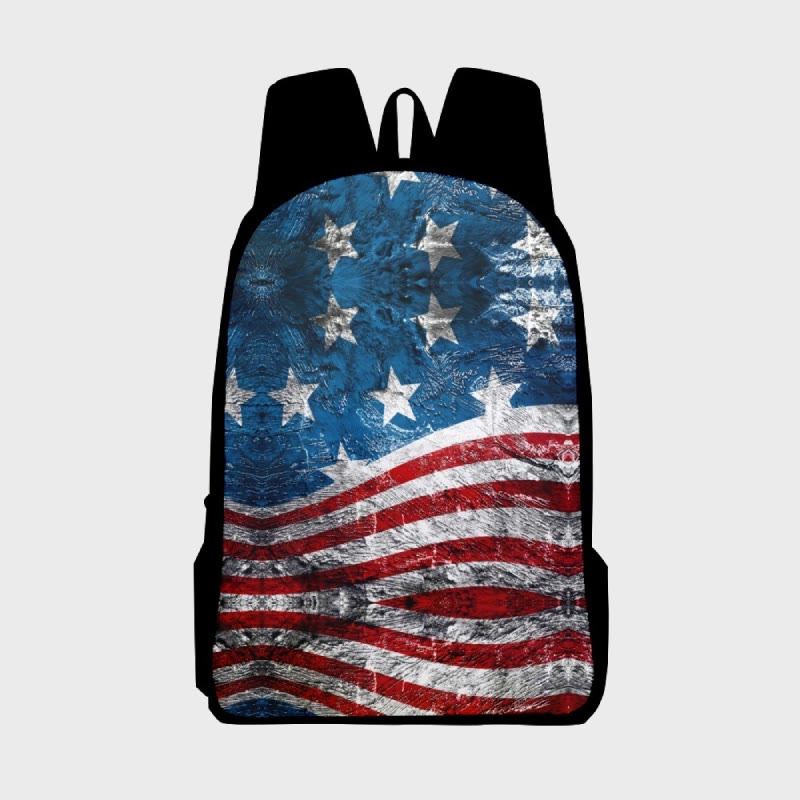 American Flag Print Backpack For Teenager Travel Hiking Camping Daypack