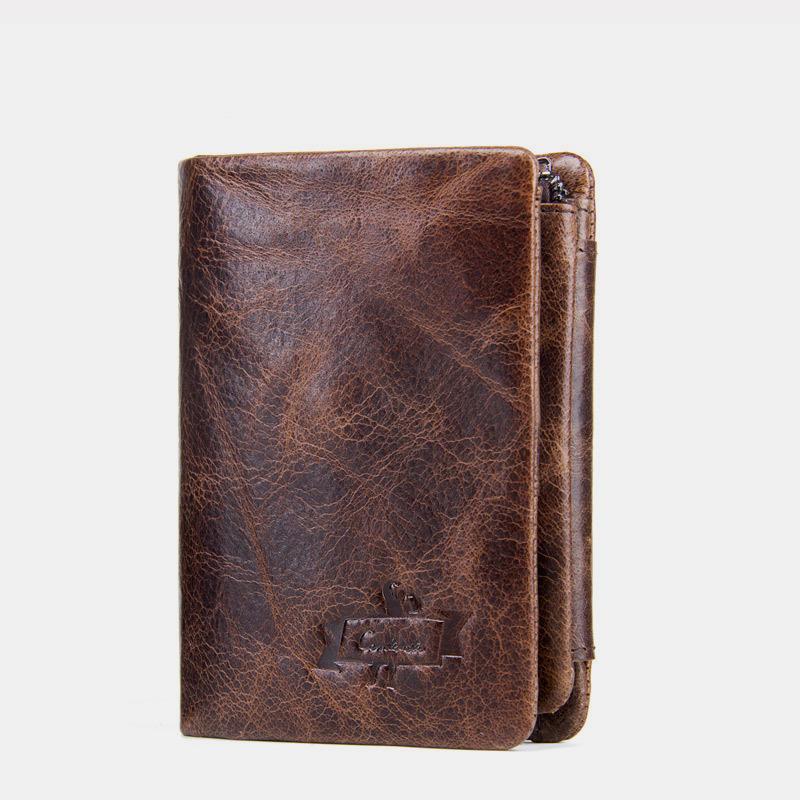 High Capacity Vintage Leather Trifold Wallet