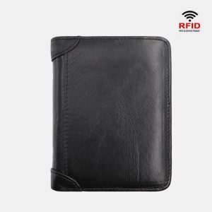 Large Capacity RFID Bifold Real Leather Wallet