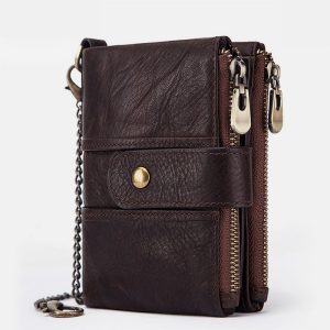 Genuine Leather Anti-theft Retro Wallet With Chain