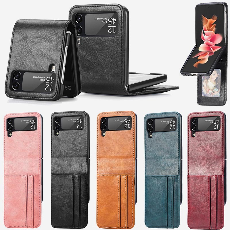 Samsung Galaxy Z Flip& Z Flip 3/4/5/6 Phone Case Leather Phone Bag with Multi-Slot