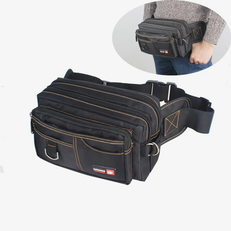 Mens Waterproof Waist Pack Outdoor Multifunctional Large Canvas Bag