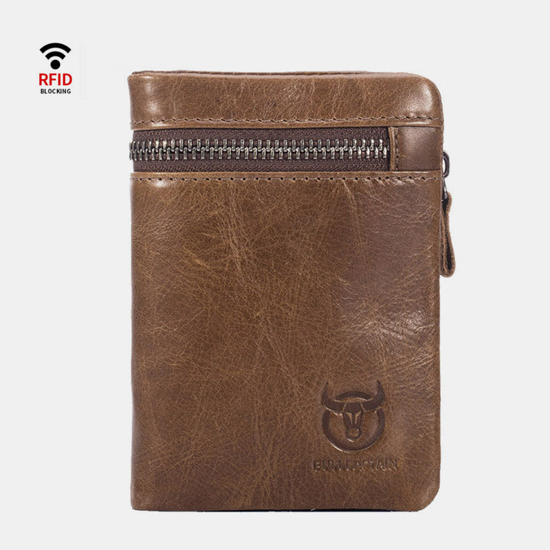 RFID Multifunctional Genuine Leather Bifold Wallet