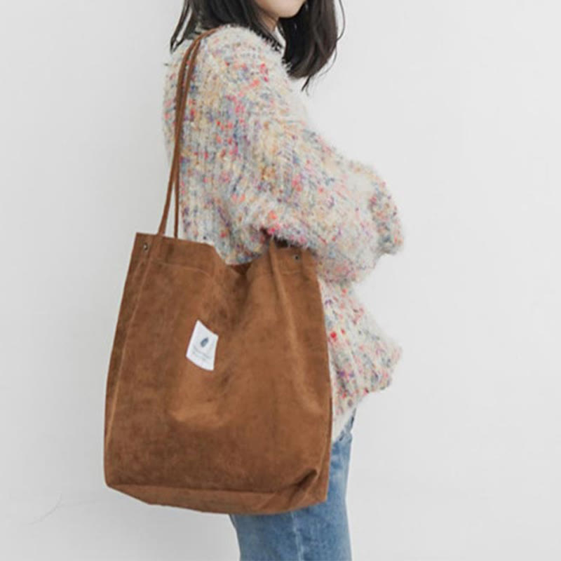 Tote Bag for Women Large Capacity Corduroy School Shoulder Bag