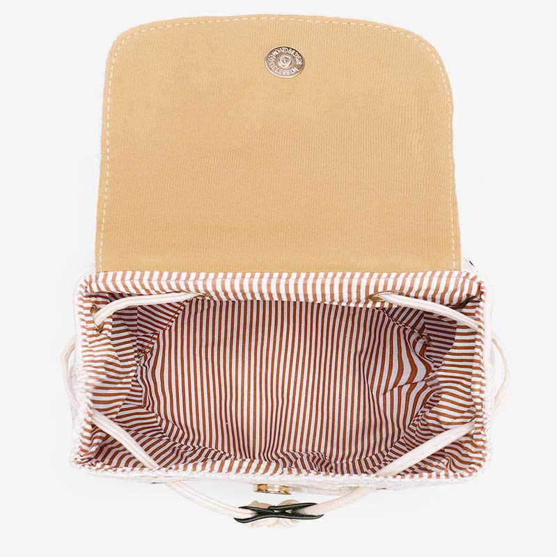 Women Straw Backpack Summer Beach Woven Drawstring Handbag Shoulder Bag