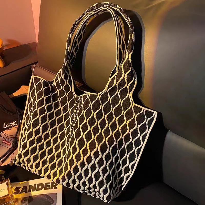 Women Knitted Handbag Women Large Capacity Simple Shoulder Bag