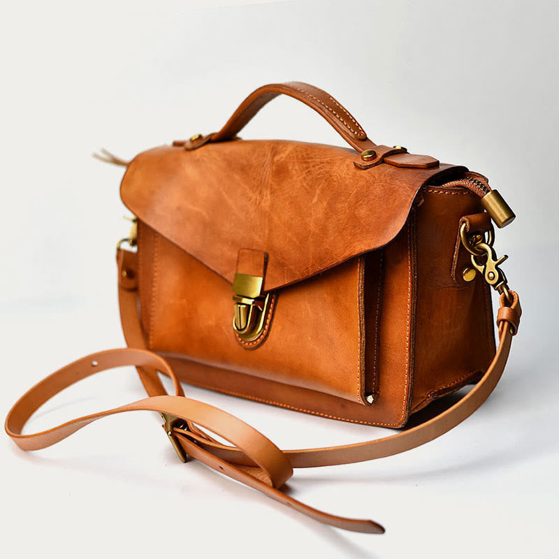 Top-Handle Bag For Women Leather Large Capacity Messenger Bag