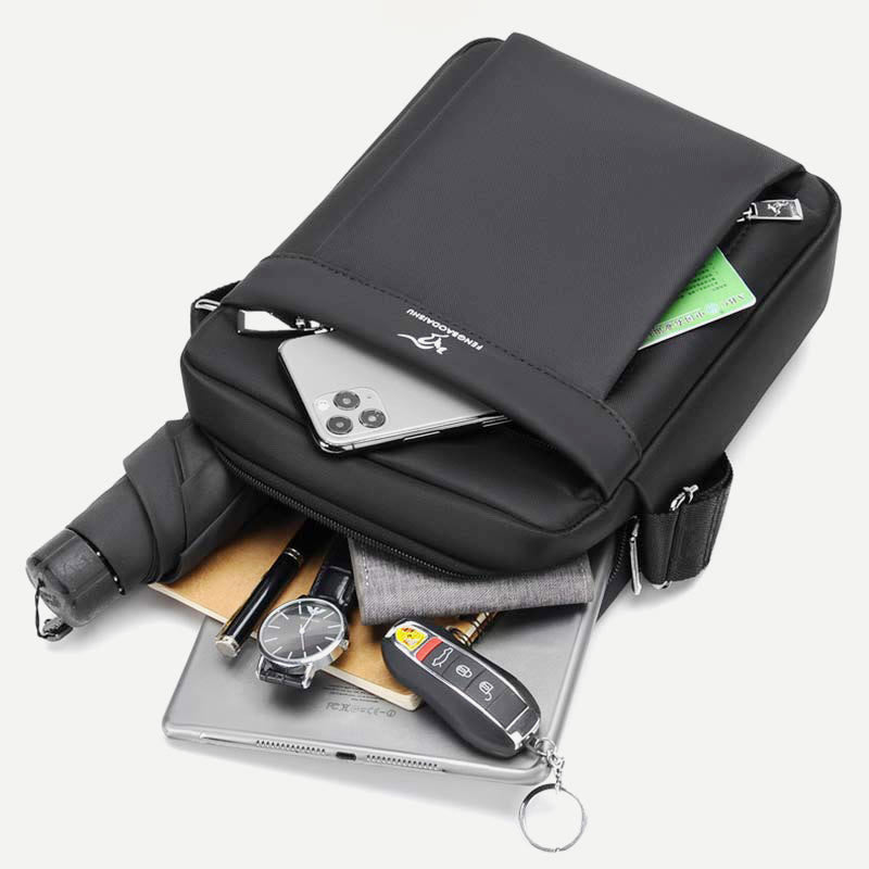 Messenger Bag for Men Black Oxford Waterproof Daily Crossbody Bag