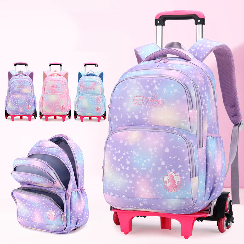 Durable Nylon School Backpack Rolling Wheel School Bag For Kids