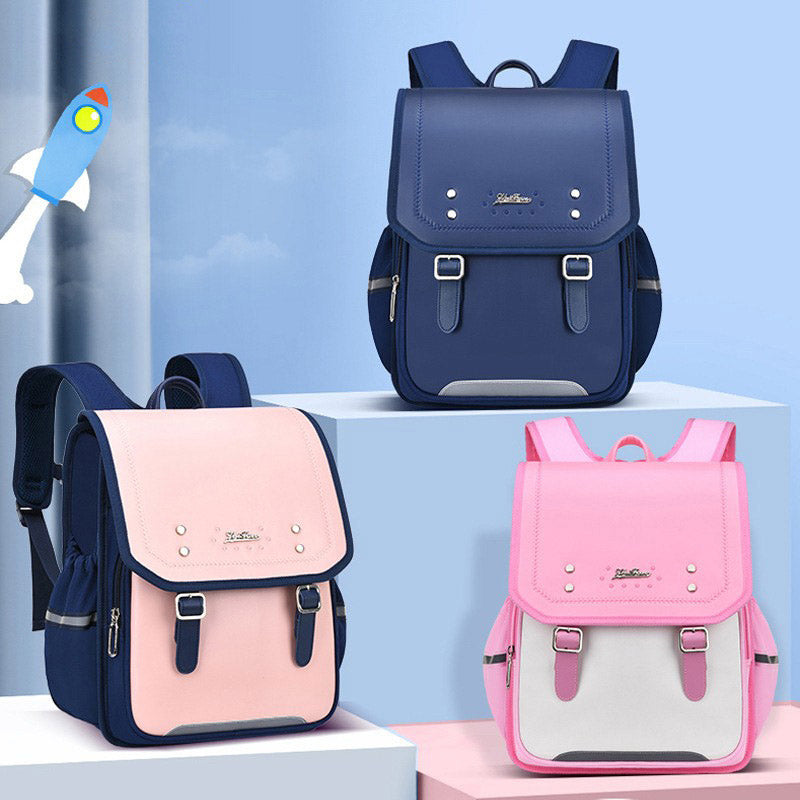 Reflective Girls Boys School Backpack Waterproof Faux Leather Kids Bookbag