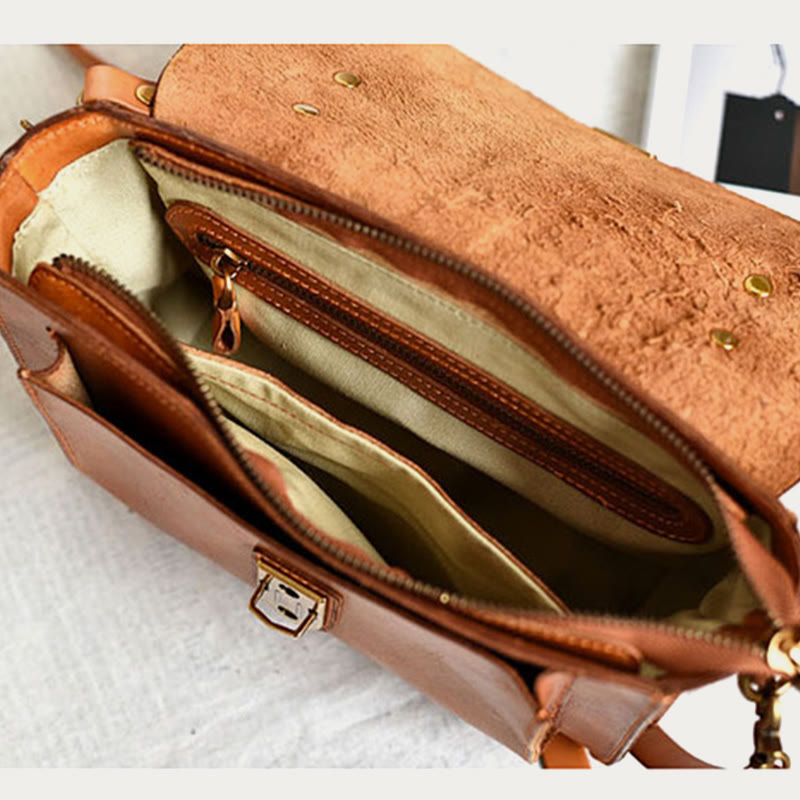 Top-Handle Bag For Women Leather Large Capacity Messenger Bag