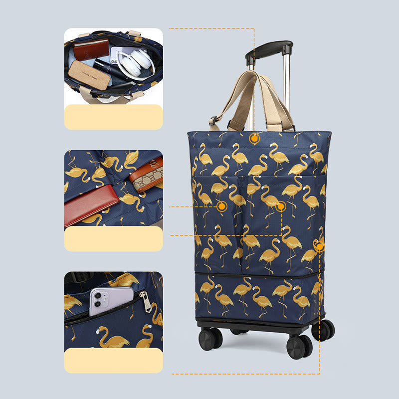 Tote Bag For Women Shopping Folding Removable Wheel Cart