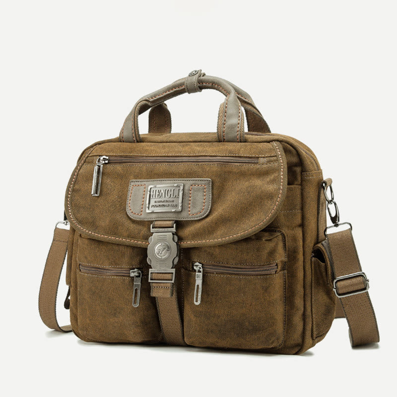 Messenger Bag For Men Vintage Canvas Large Capacity Briefcase