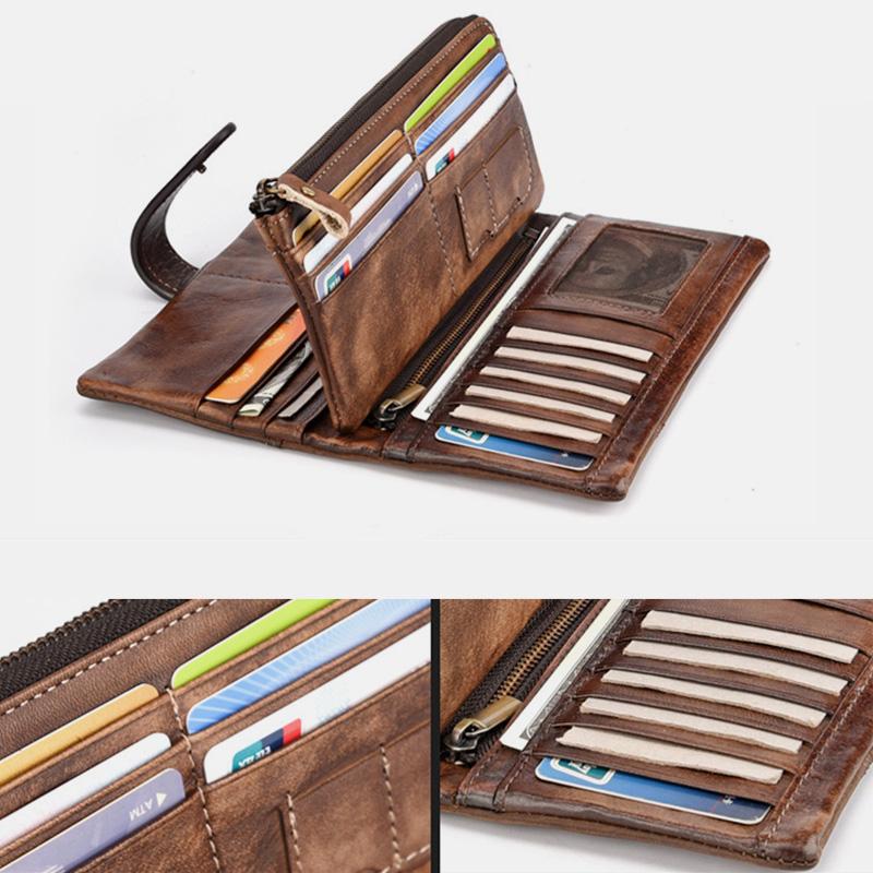 RFID Genuine Leather Long Wallet Purse