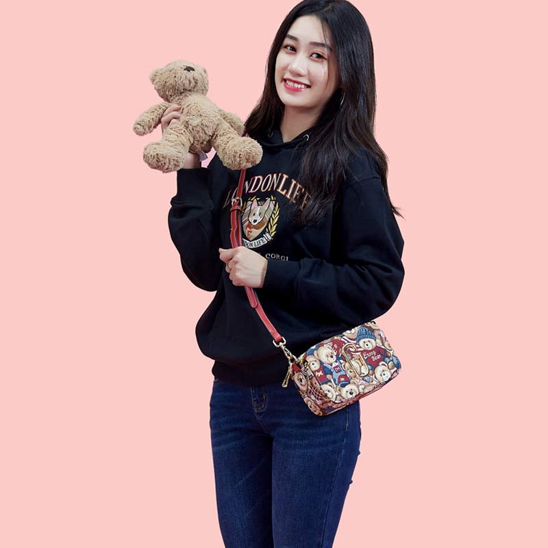 Women Girls Cute Bear Shoulder Bag Mini Crossbody Bag Purse