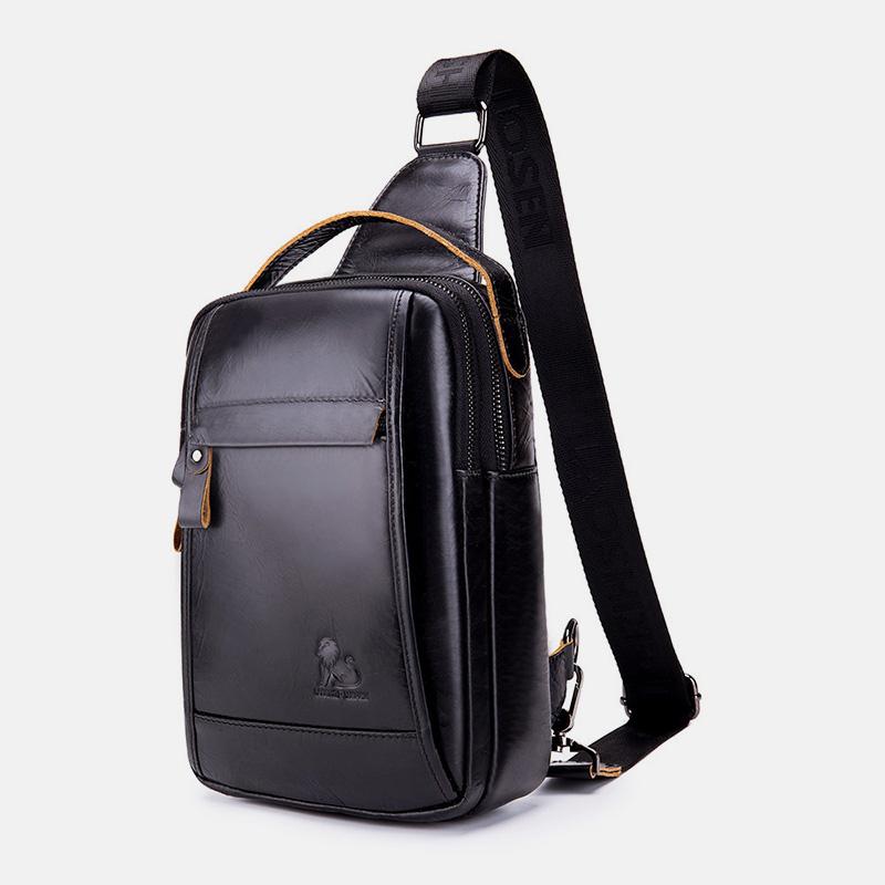 Waterproof Real Leather Retro Sling Bag