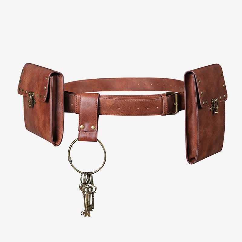 Medieval Renaissance Waist Bag Pouch Belt Holster with Belt Key Chain