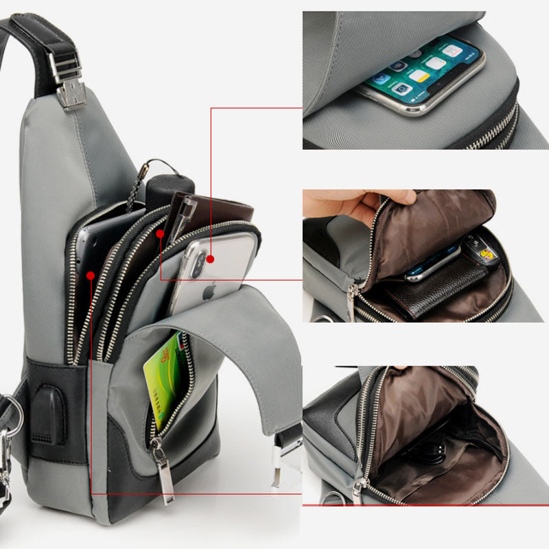 USB Charging Waterproof Sling Bag