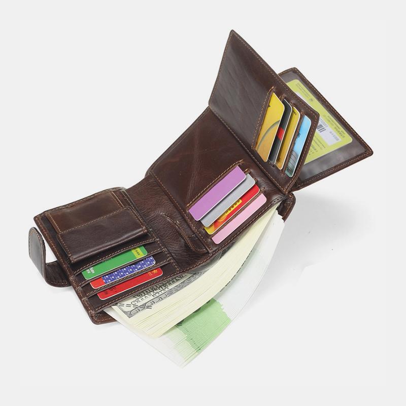 Multi-slot Trifold Genuine Leather Vintage Wallet