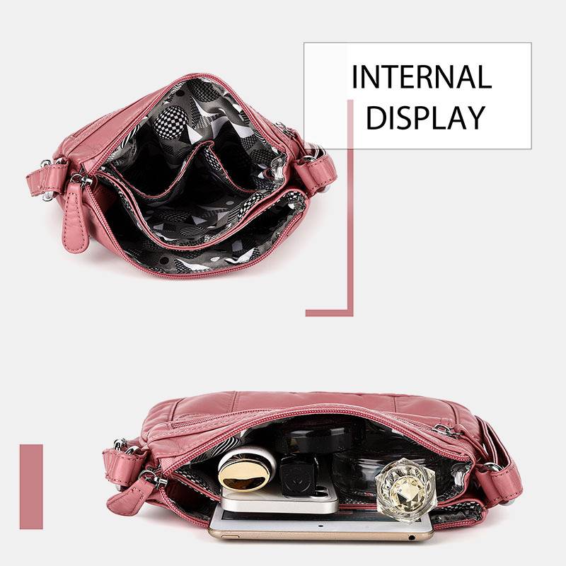 Women Handbags and Purses Double Layers Soft Leather Crossbody Shoulder Bag