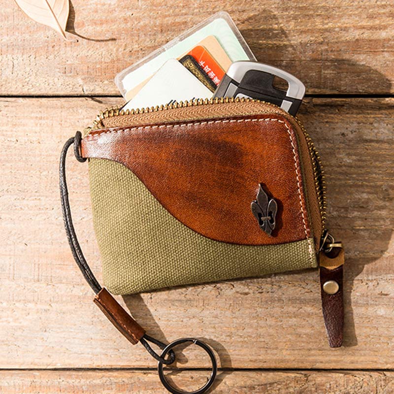 Genuine Leather Coin Purse Change Holder for Women Zipper Pouch Wallet