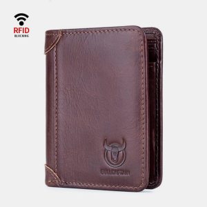 RFID Large Capacity Genuine Leather Bifold Wallet