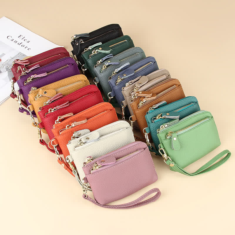 Women’s Small Genuine Leather Wristlet Clutch Wallet Purse Card Holder