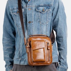 Men’s Genuine Leather Large Capacity Crossbody Bag