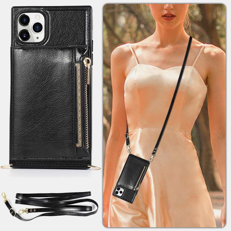 2-IN-1 Phone Case Wallet for iPhone/Samsung with Coin Purse Crossbody Strap