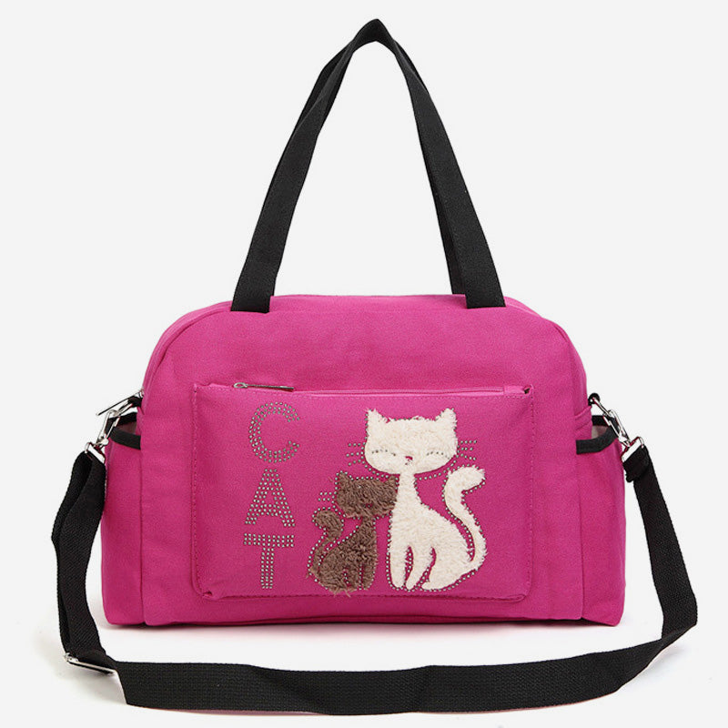 Multifunctional Cat Printing Canvas Handbag