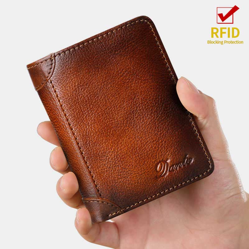 RFID Genuine Leather Vintage Card Holder Wallet