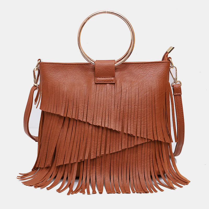 Tassel Leather Handbag For Women Music Party Classic Crossbody Bag