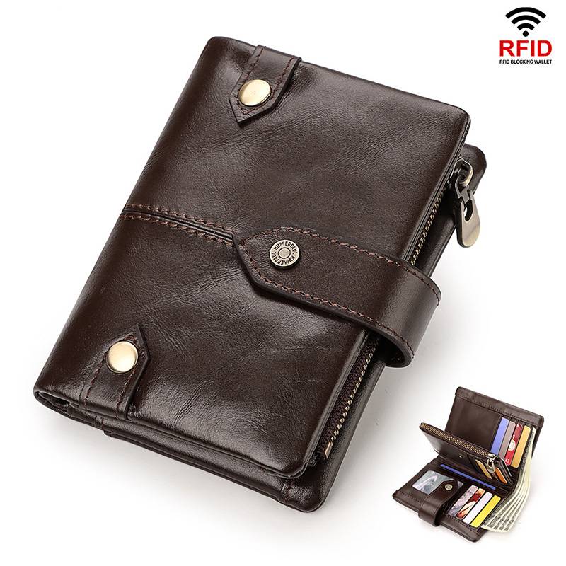 Billfold Passcase Wallets for Men Women Durable Genuine Leather Wallet