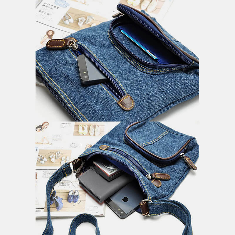 Vintage Multifunctional Denim Crossbody Bag