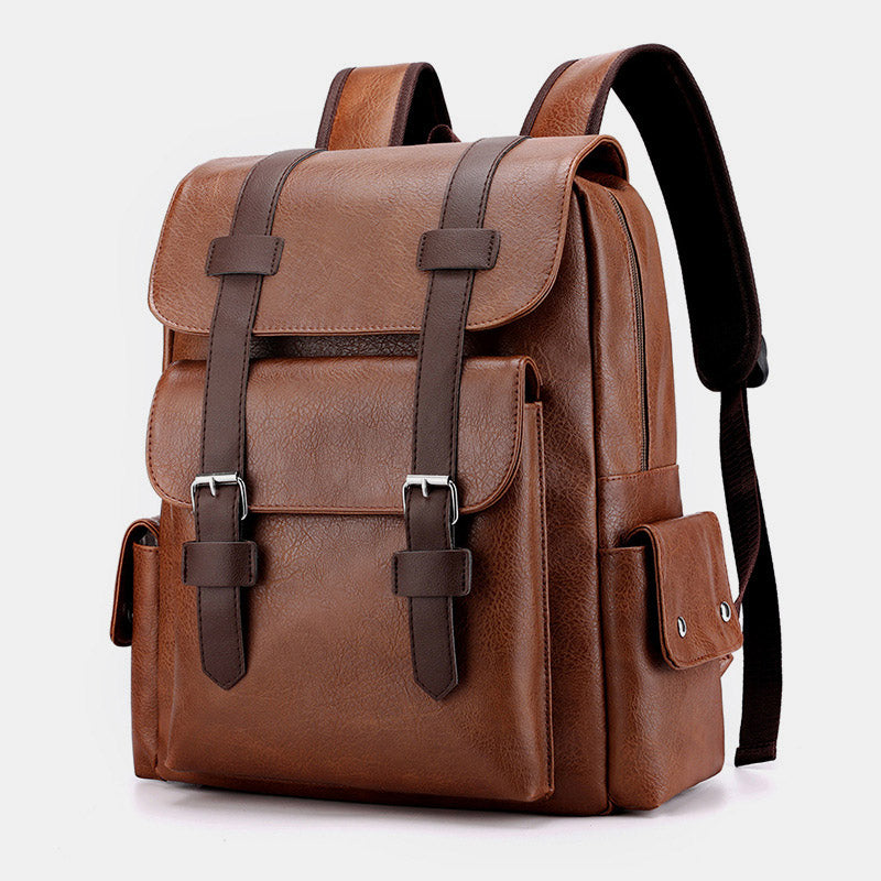 Leather Backpack for Men Women Laptop Bag Travel School Shoulder Rucksack