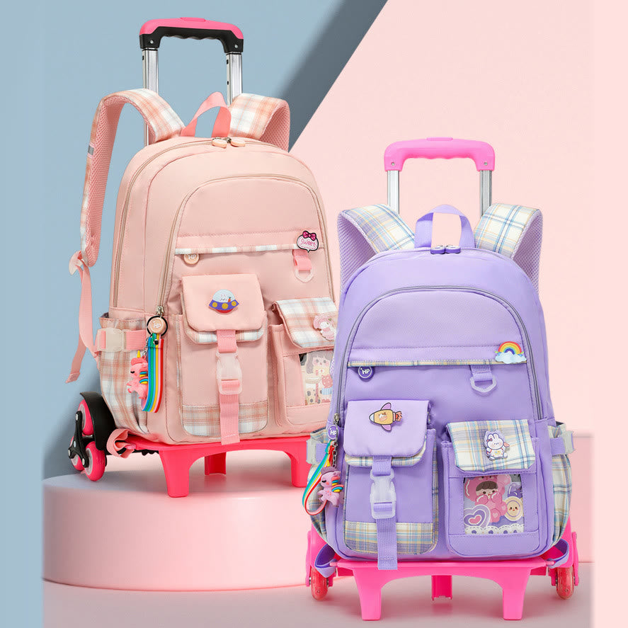 School Backpack For Kids Cute Pattern Rolling School Bag